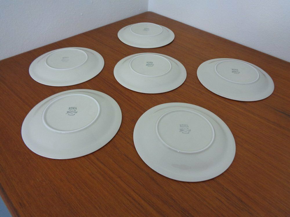 Swedish Stoneware Koka Plates By Hertha Bengtson For Rörstrand, 1960s, Set Of 6 photo vinterior