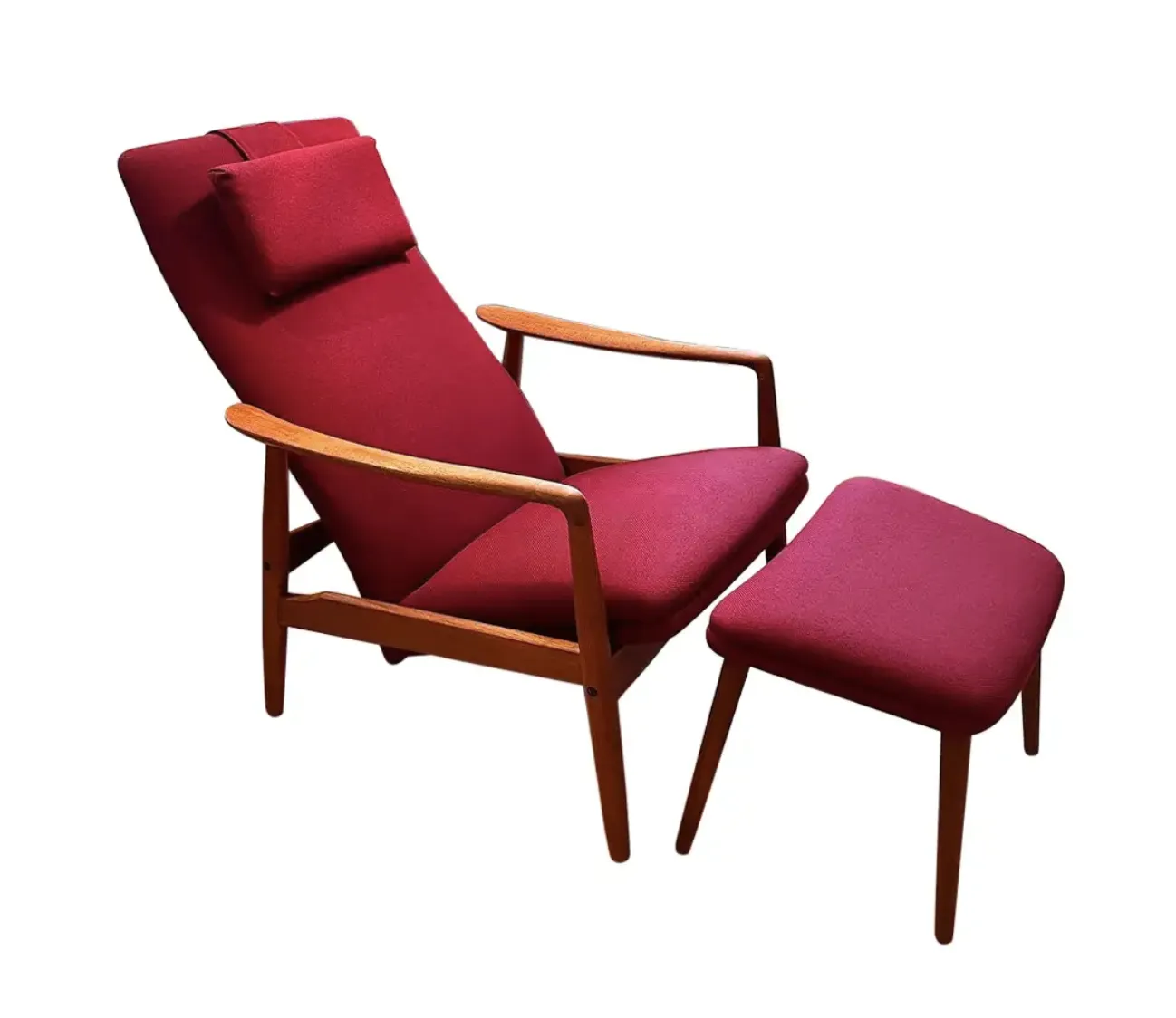 Danish Modern Søren Ladefoged Reclining Teak Lounge Chair And Ottoman
