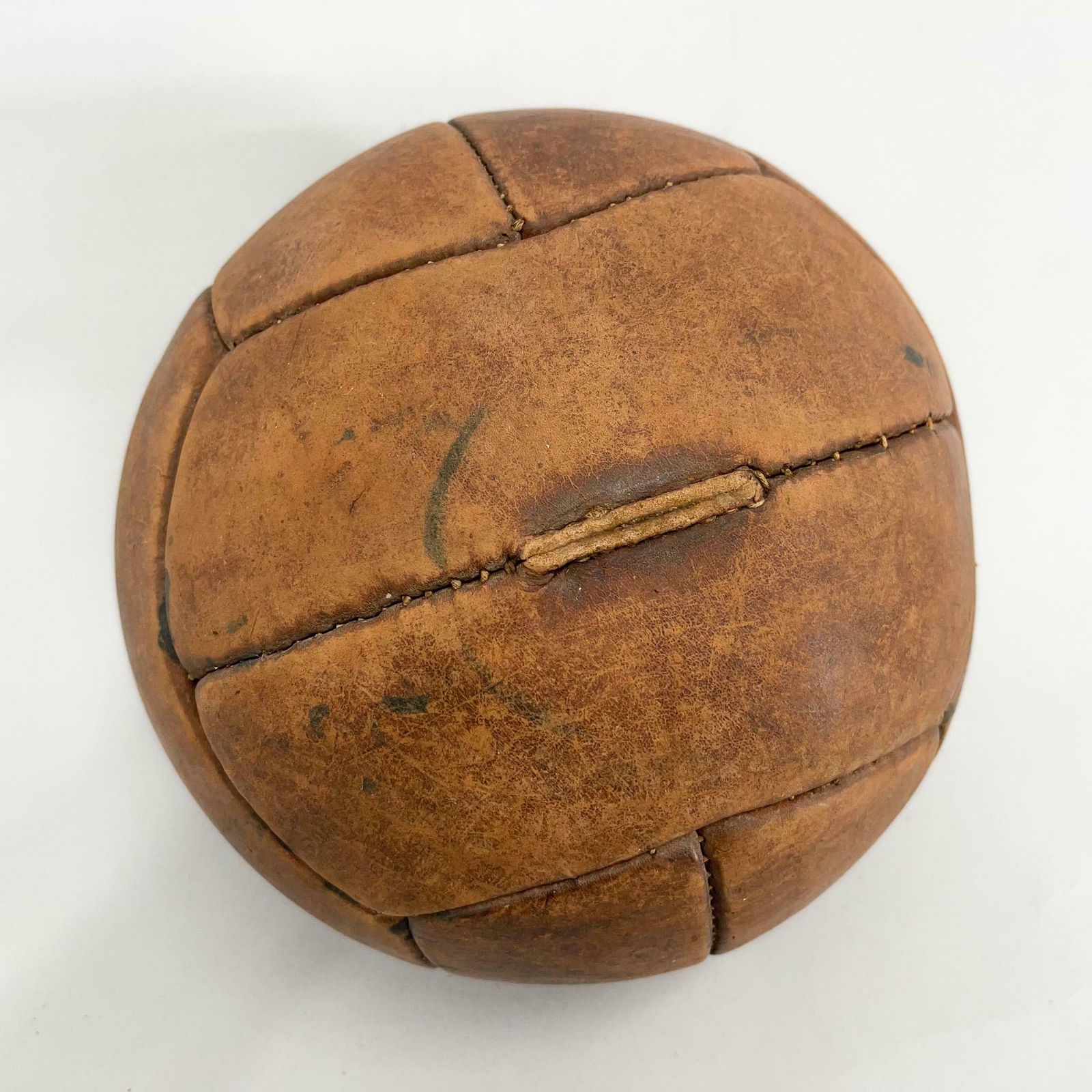 Vintage Brown Leather Medicine Ball, 1930's photo for sale