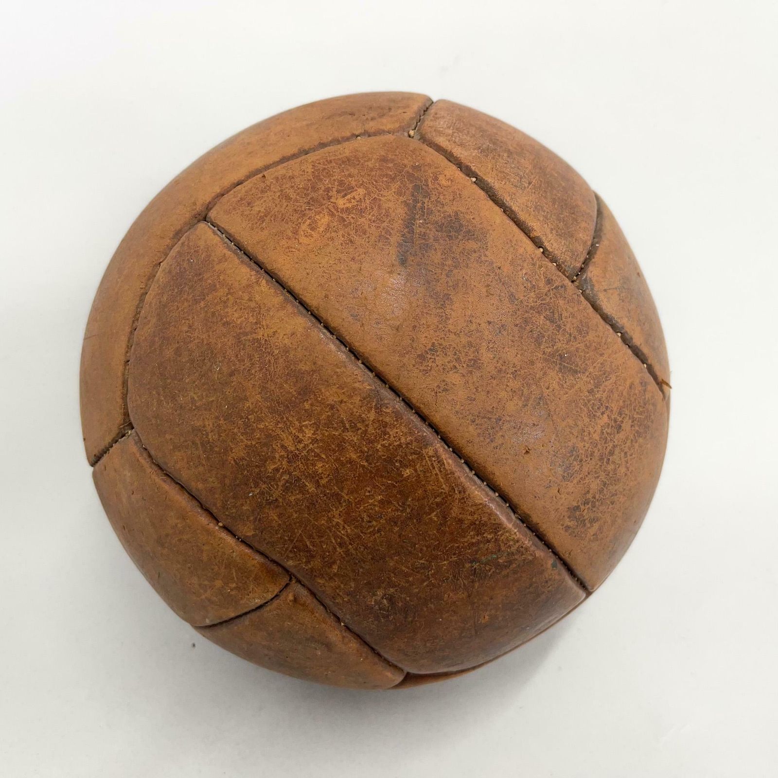 Vintage Brown Leather Medicine Ball, 1930's photo vinterior