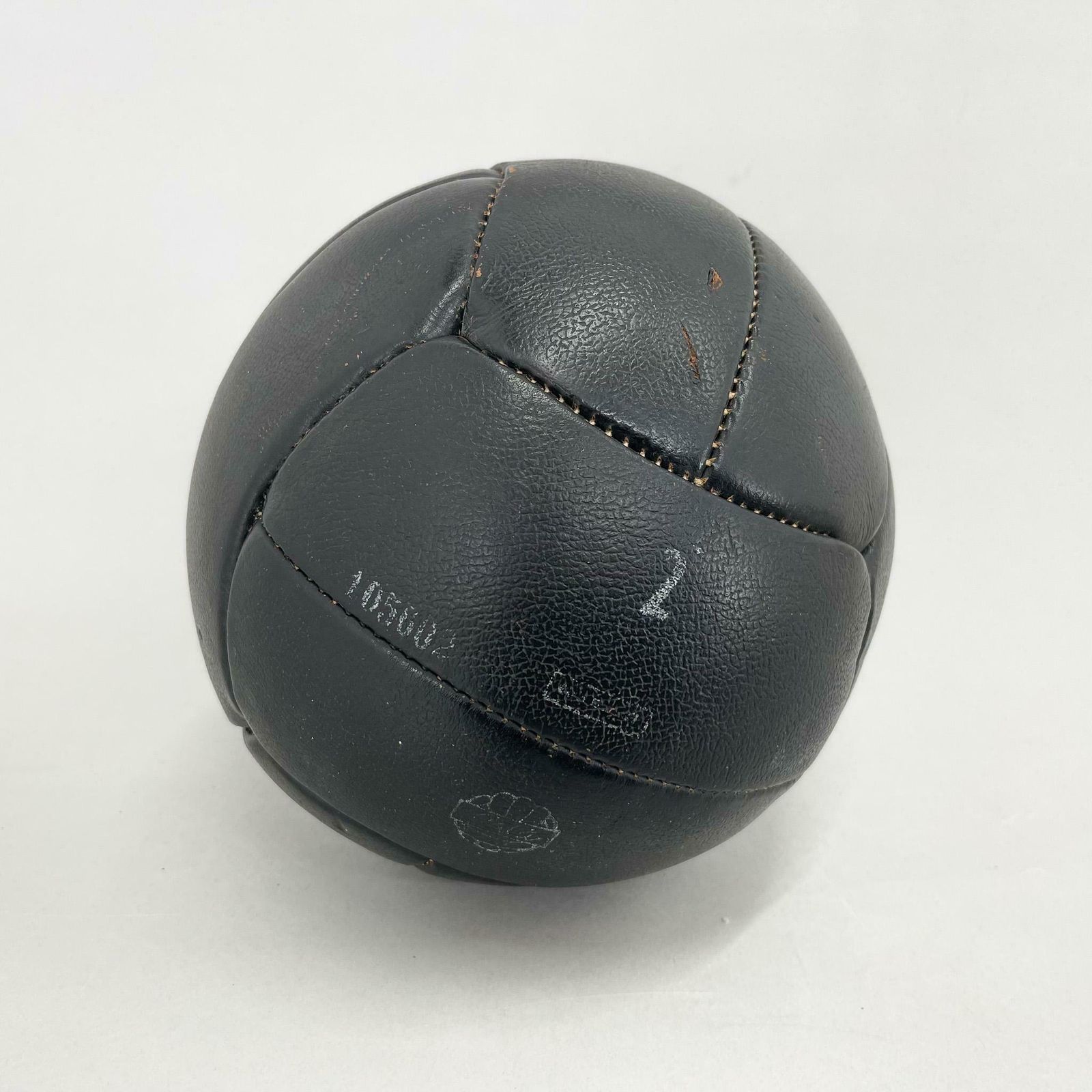 Vintage Black Leather Medicine Ball By Gala, 1930's photo for sale