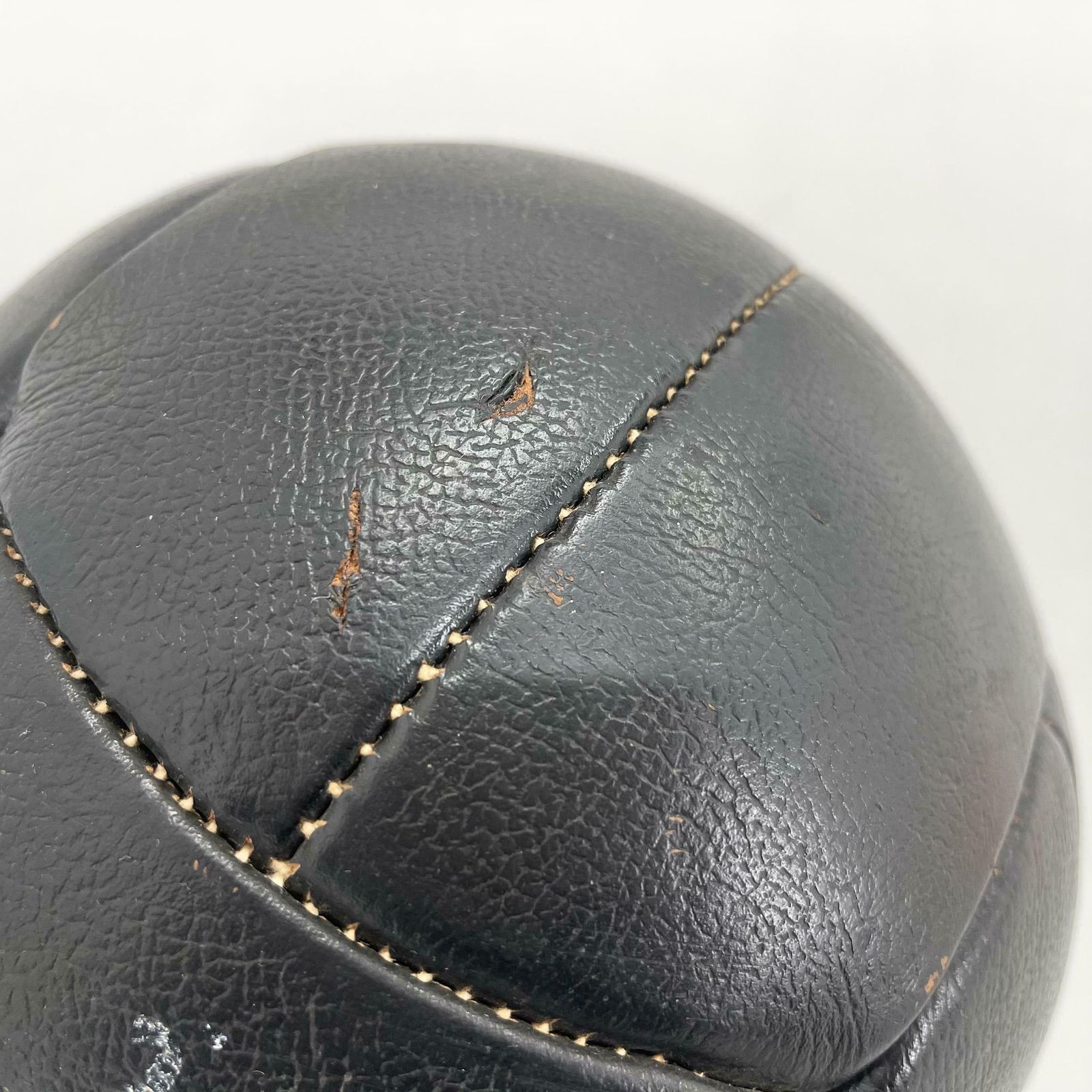 Vintage Black Leather Medicine Ball By Gala, 1930's photo vinterior
