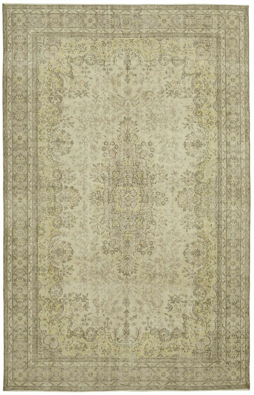 Handmade 327 X 210 Cm Beige Turkish Vintage Area Rug