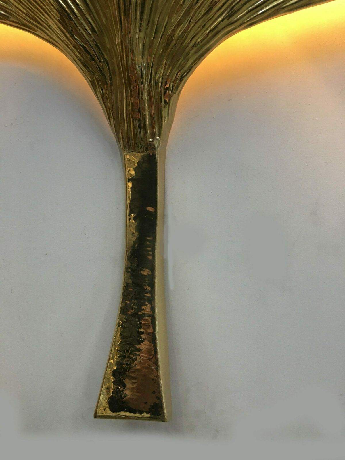 Lot Of 2 Ginko Biloba Brass Leaf Wall Sconces A Pair photo vinterior
