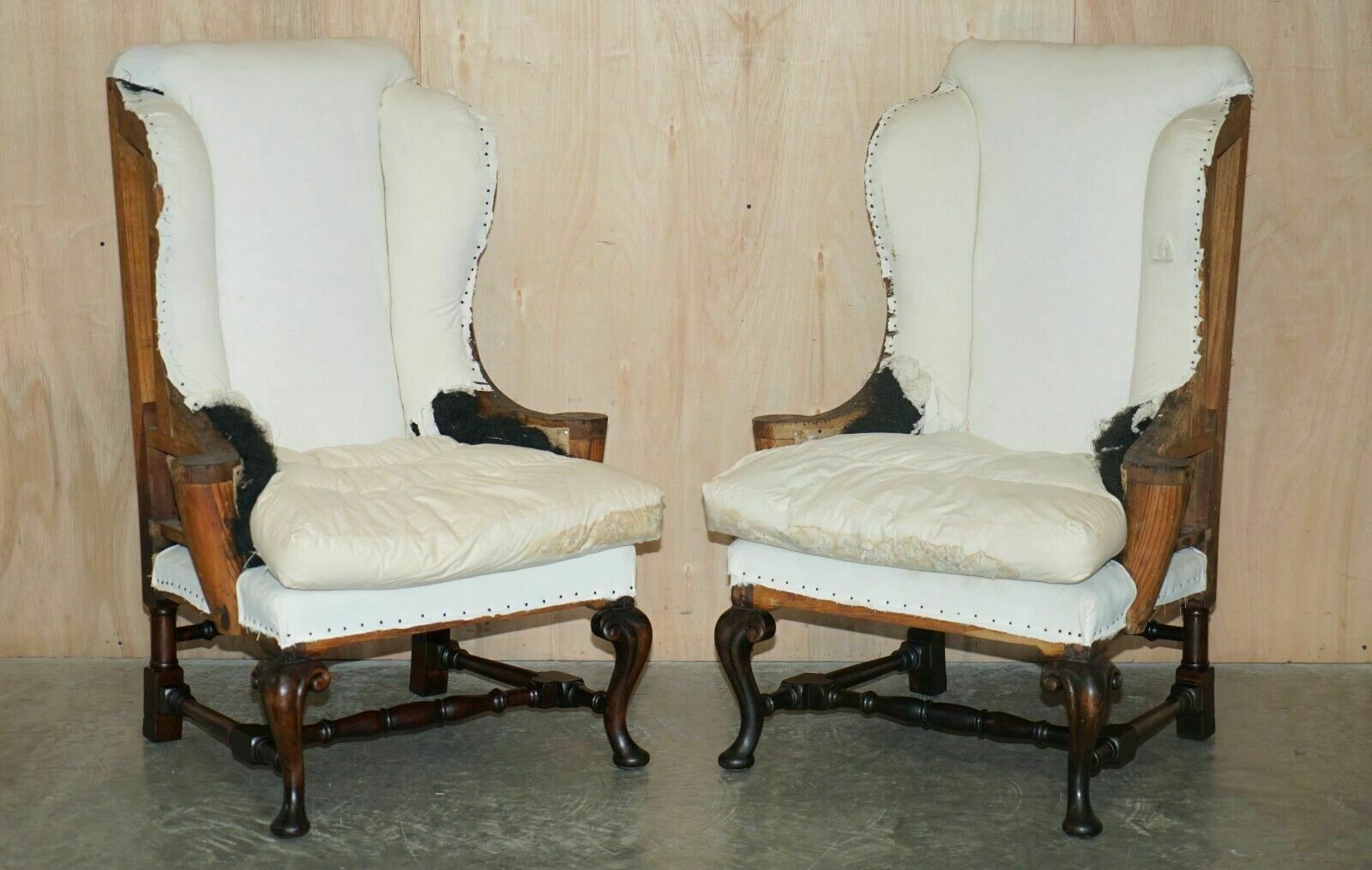 Pair Of Antique Georgian Deconstructed Wingback Armchairs William Morris Arms