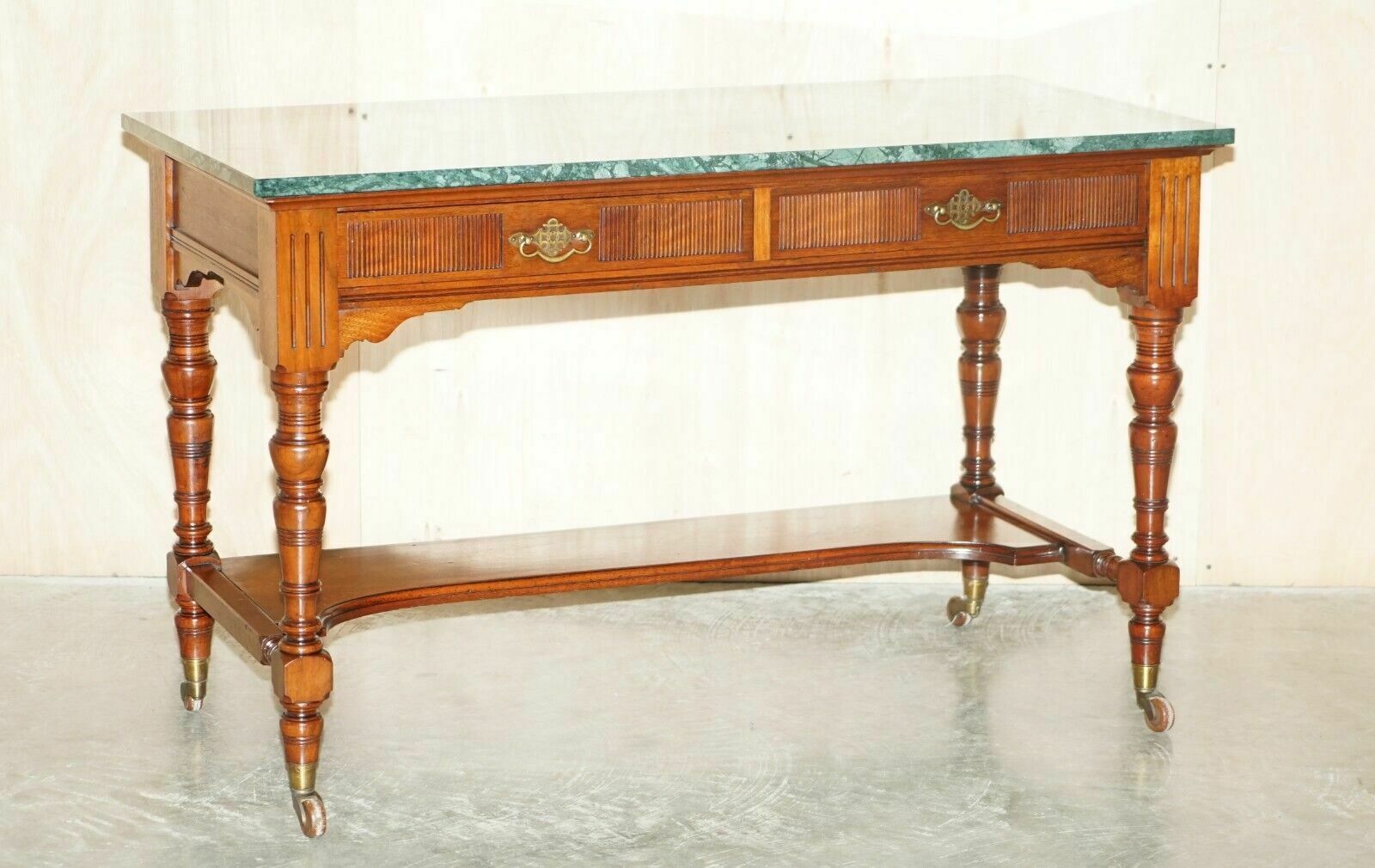 Fine Victorian Jas Shoolbred Green Marble Topped Watchmakers Desk Writing Table photo Furniture