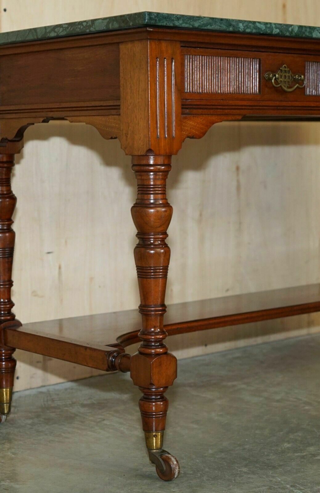 photo furniture Fine Victorian Jas Shoolbred Green Marble Topped Watchmakers Desk Writing Table