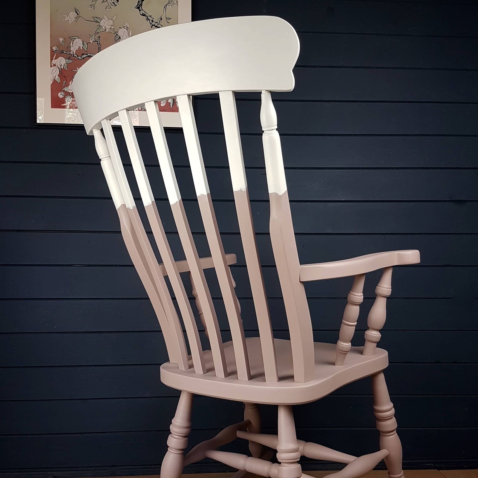 Two Tone Pink Painted Wooden Rocking Chair photo furniture
