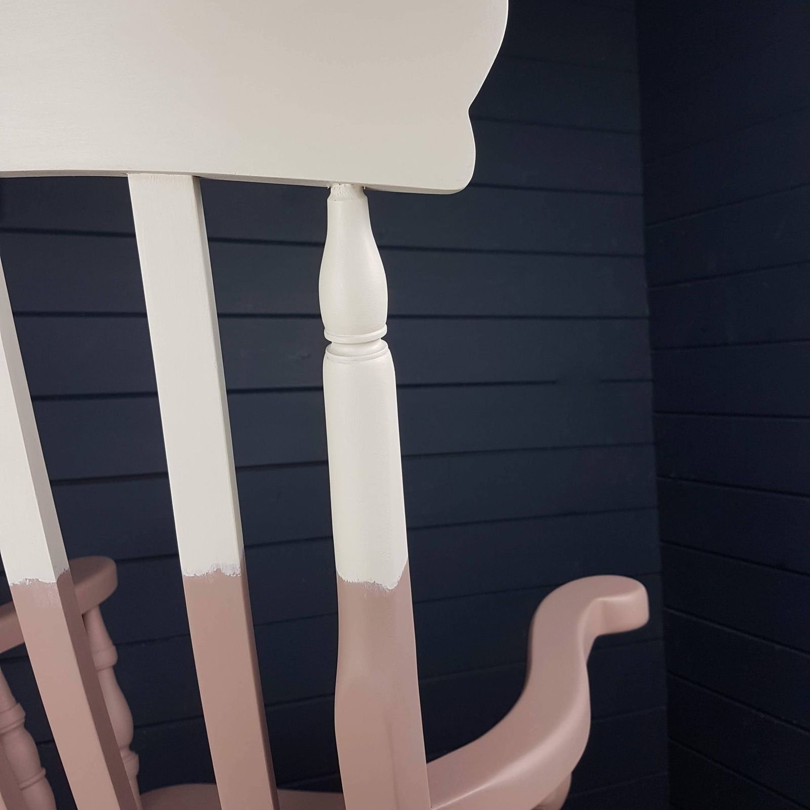 Two Tone Pink Painted Wooden Rocking Chair photo 350.0