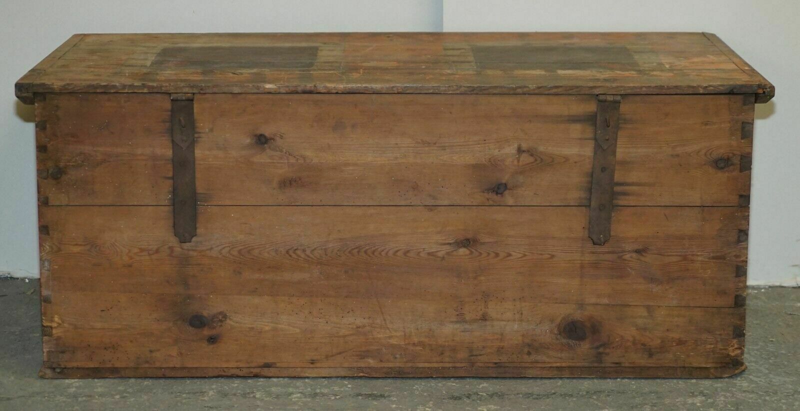 Furniture 1875 Large Antique Original Paint Hungarian Blanket Chest Coffer Trunk photo