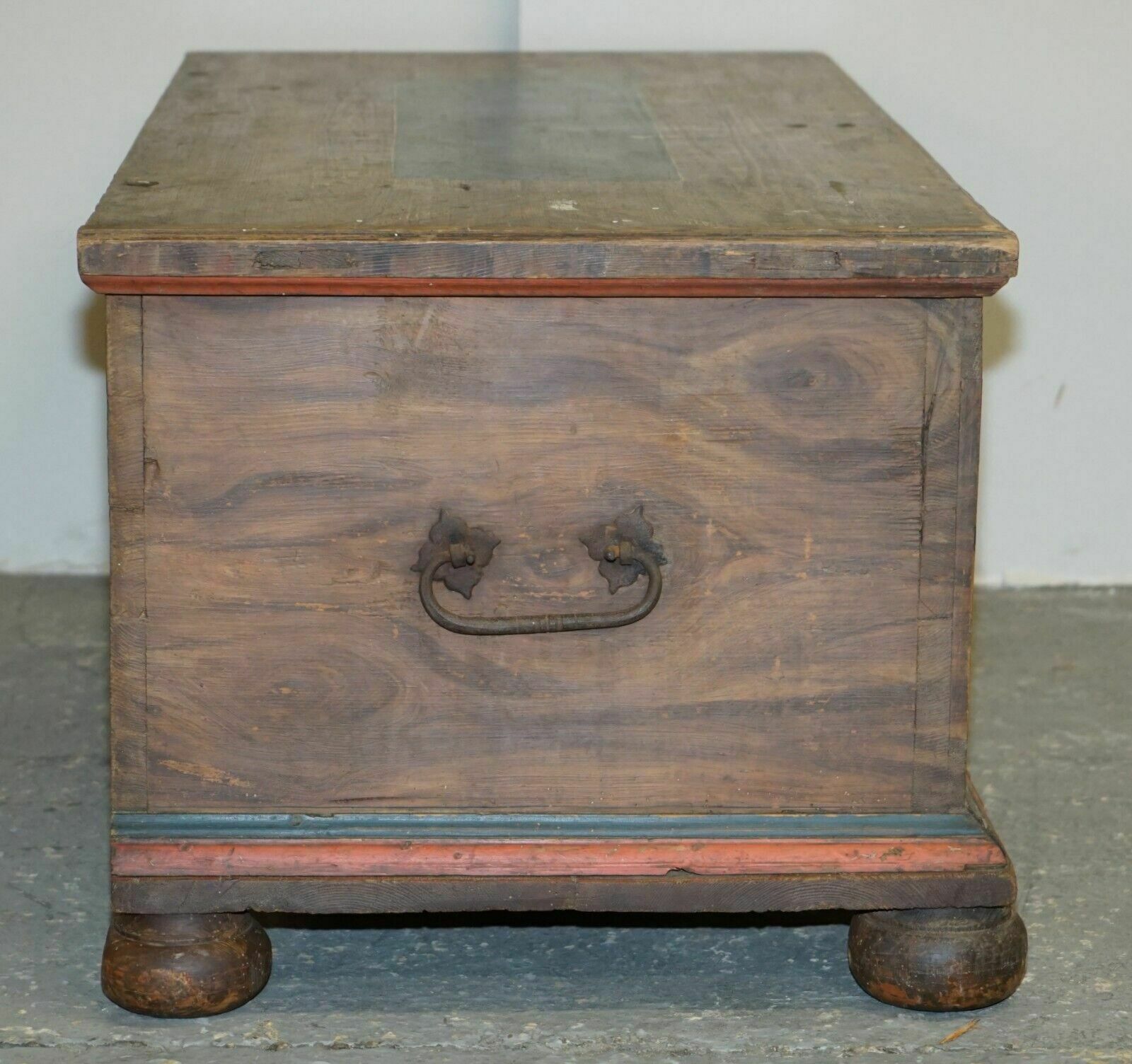 Furniture Cir 1800 Extra Large Antique Original Paint European Blanket Chest Coffer Trunk photo