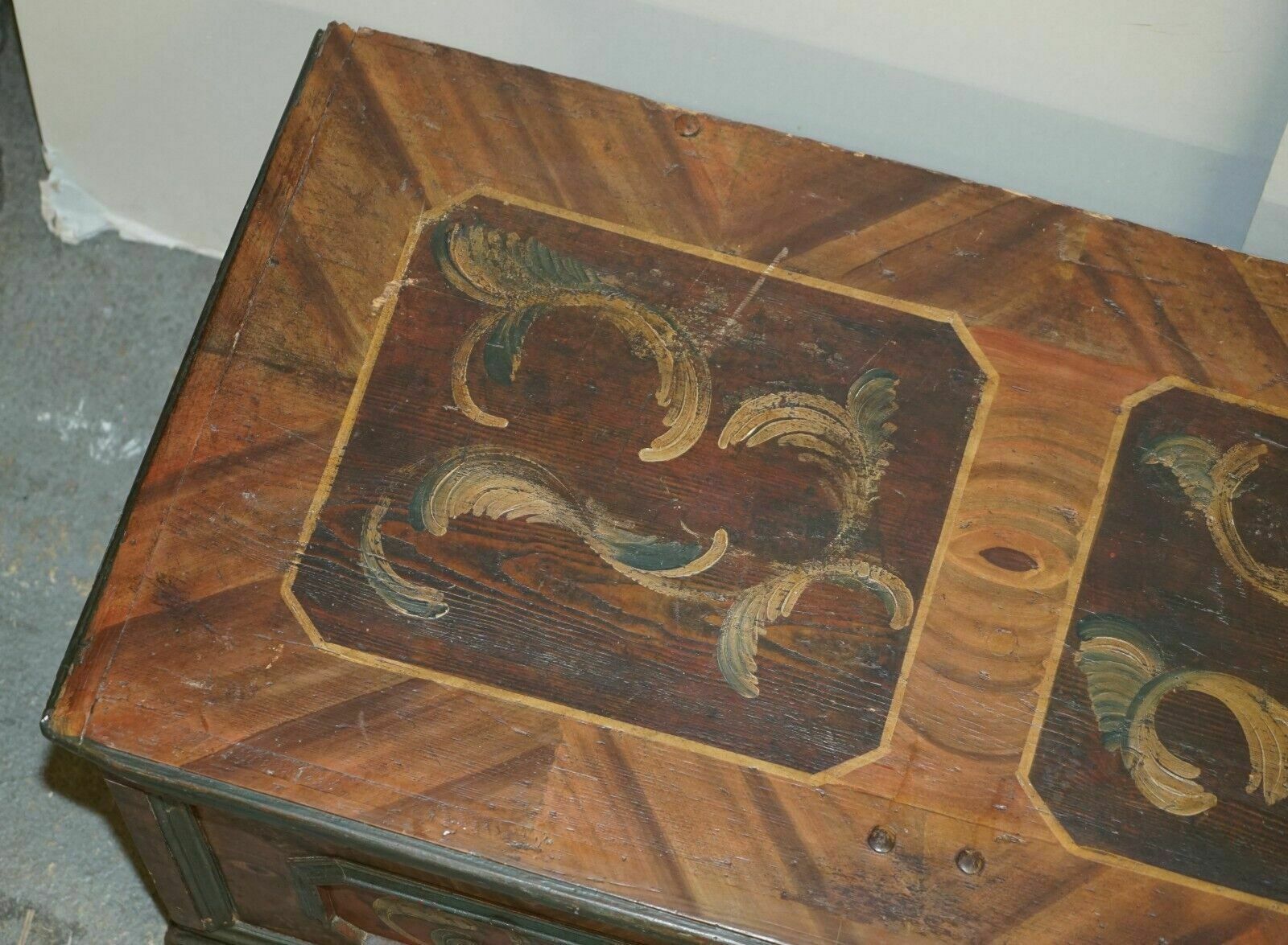 Circa 1800 Extra Large Antique Original Paint German Blanket Chest Coffer Trunk photo buy