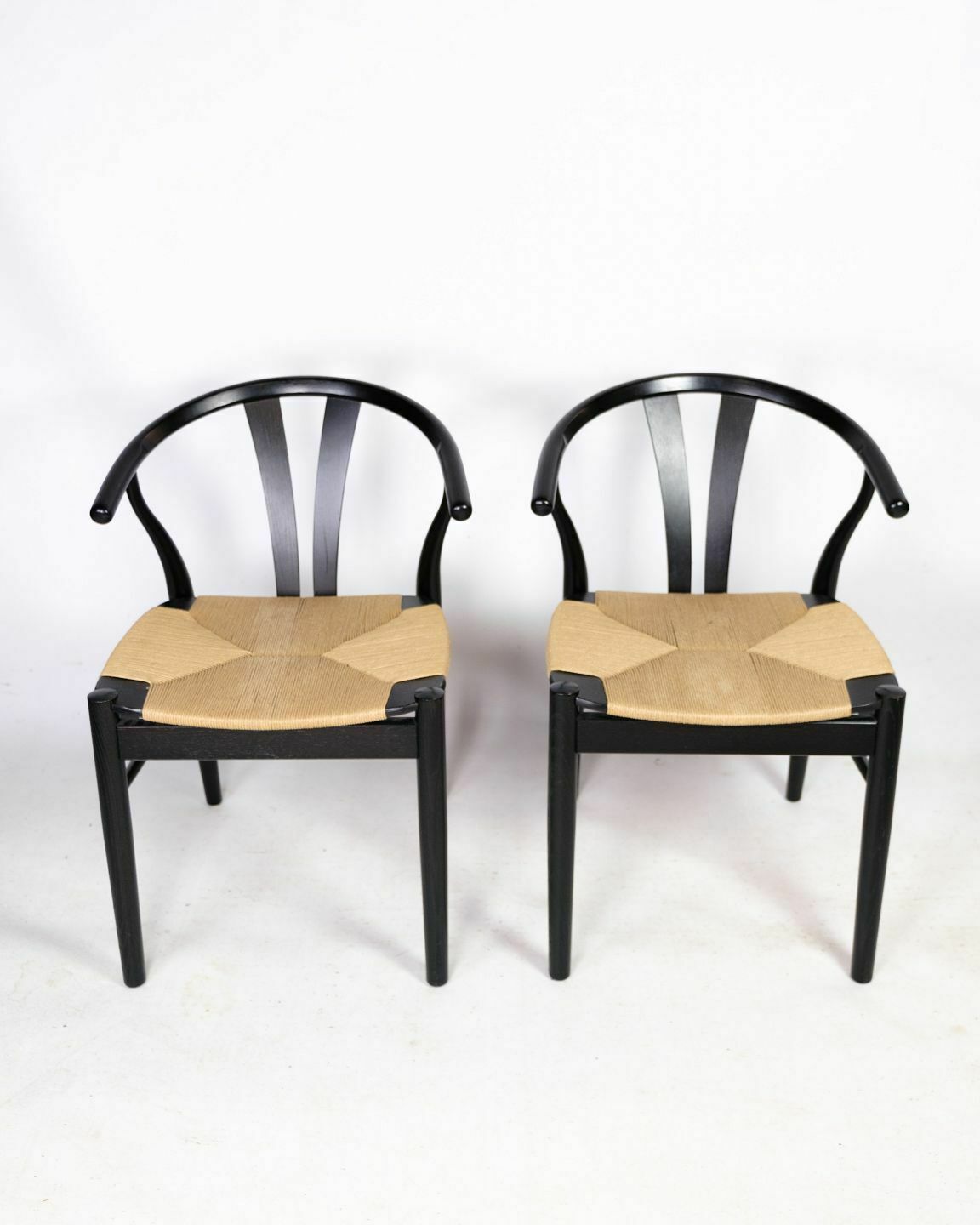 Pair Of Chairs, Nordic Design, Wicker Seat, Beech Wood, Findahl Møbelfabrik