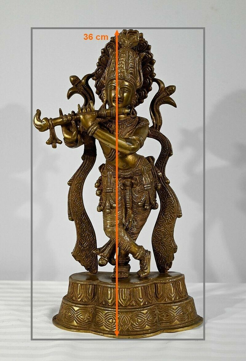 photo vintage Bronze “Krishna” – Late 19th Century