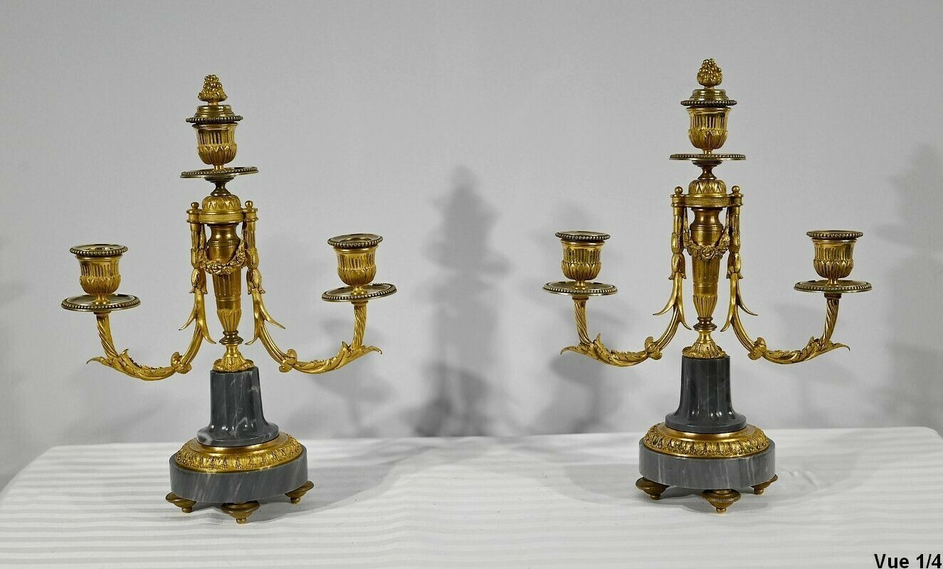 Pair Of Bronze And Marble Candelabra   Mid 19th Century photo 2938.59
