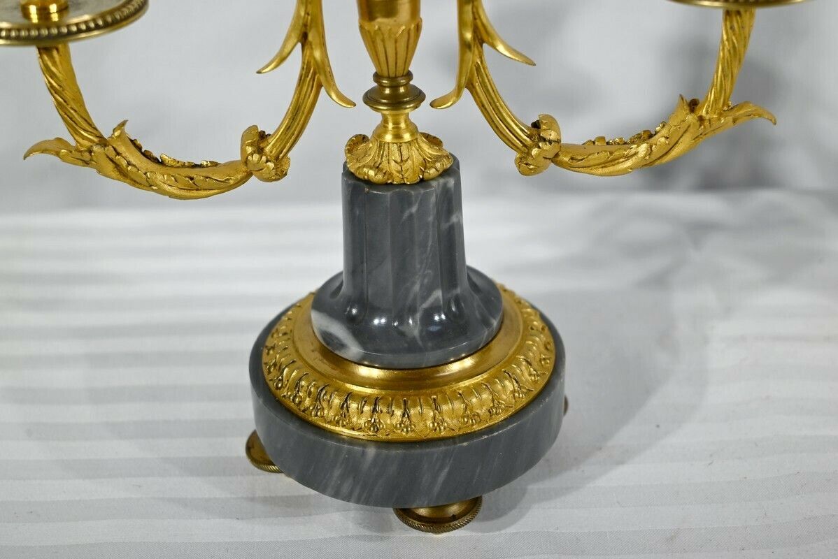 2938.59 Pair Of Bronze And Marble Candelabra   Mid 19th Century photo