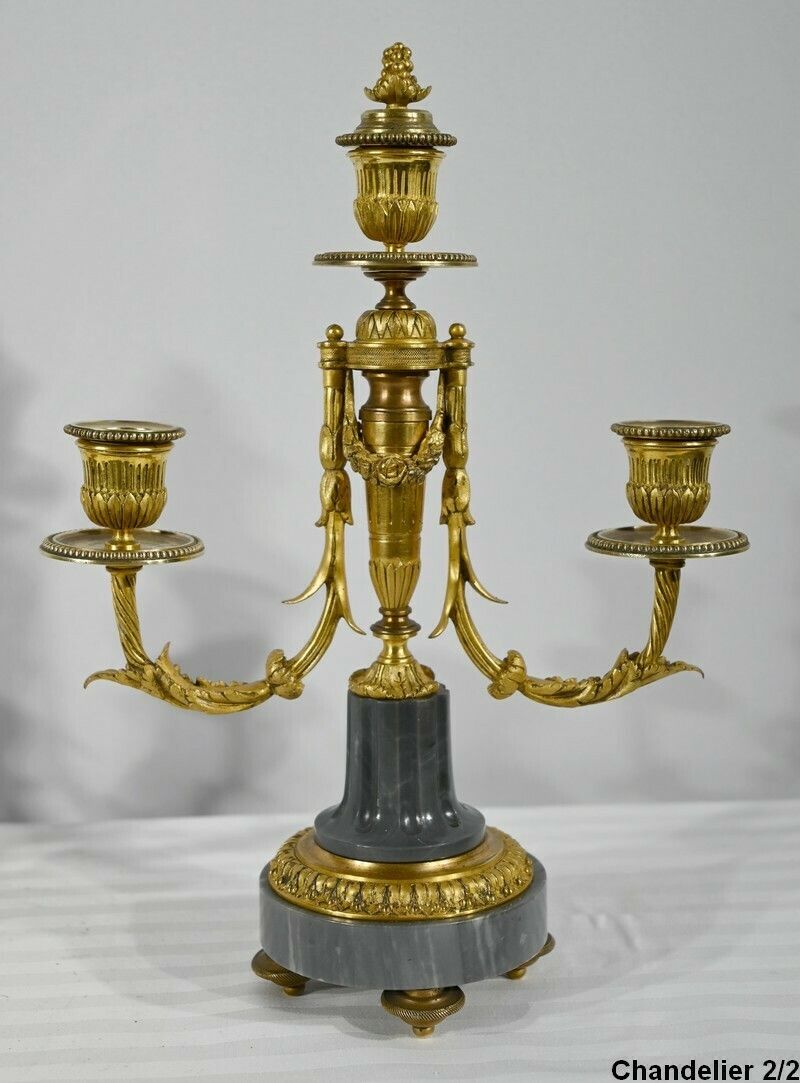 photo vinterior Pair Of Bronze And Marble Candelabra   Mid 19th Century