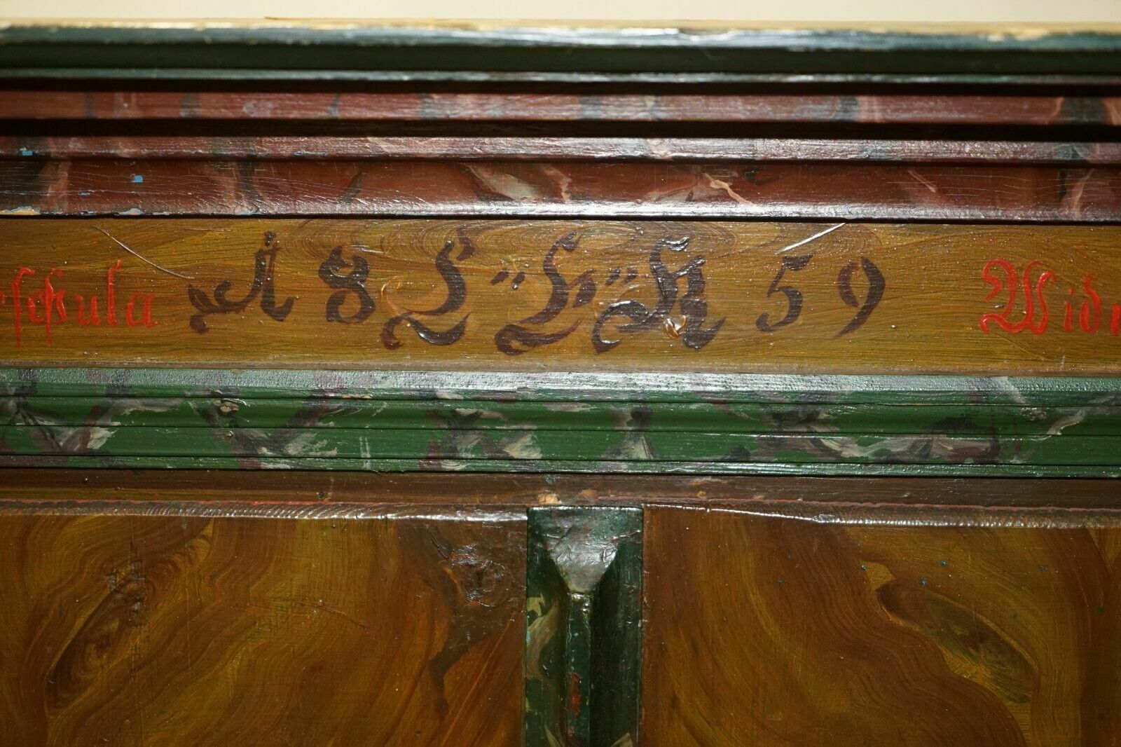 Stunning Rare Antique 1829 1851 Dated Hand Painted German Marriage Wardrobe photo vintage