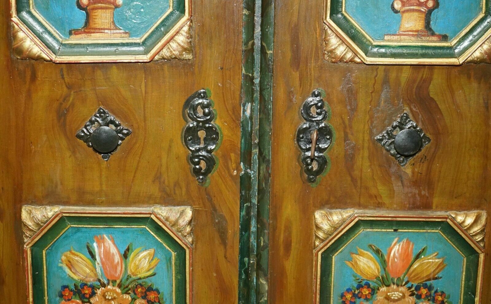 photo furniture Stunning Rare Antique 1829 1851 Dated Hand Painted German Marriage Wardrobe