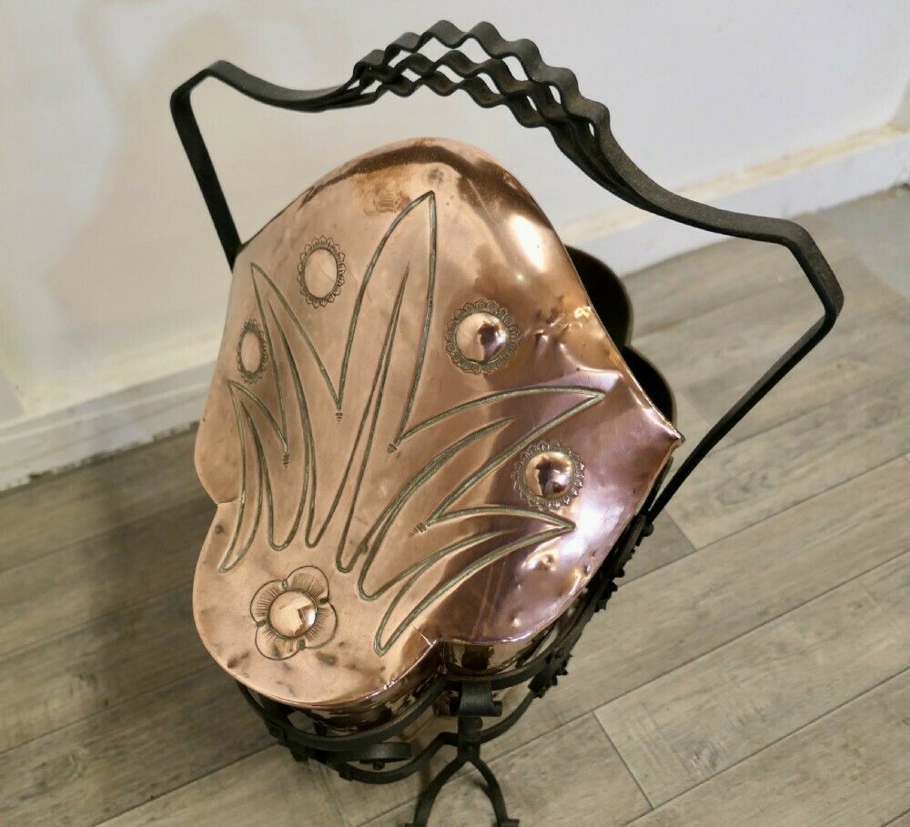 Art Nouveau Brass Helmet Coal Scuttle photo 714.0