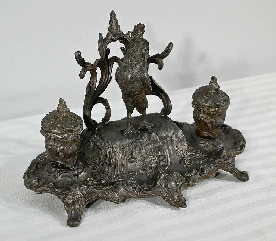 Pewter Inkwell, Signed A.Bossu   Late 19th Century photo furniture