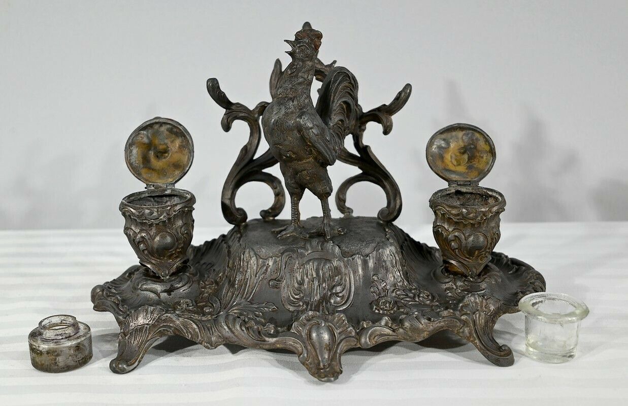 Pewter Inkwell, Signed A.Bossu   Late 19th Century photo Home Decor