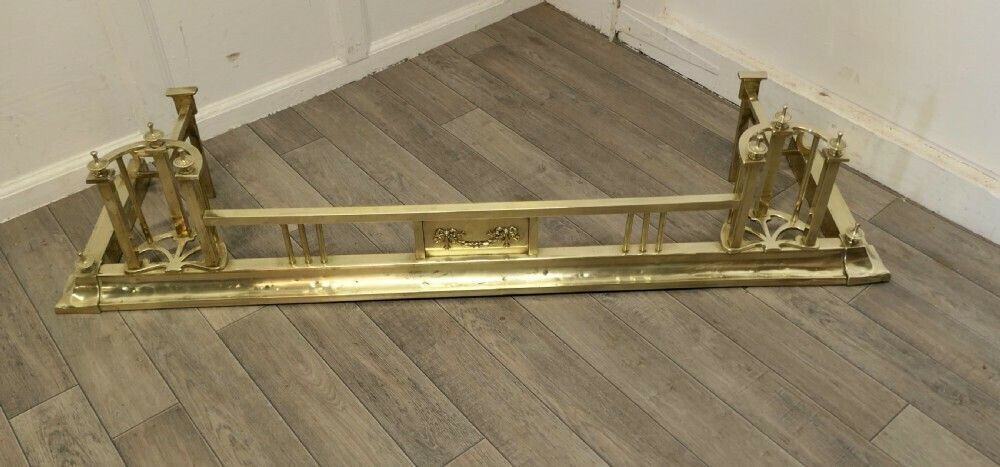 An Art Nouveau Victorian Brass Fender photo furniture