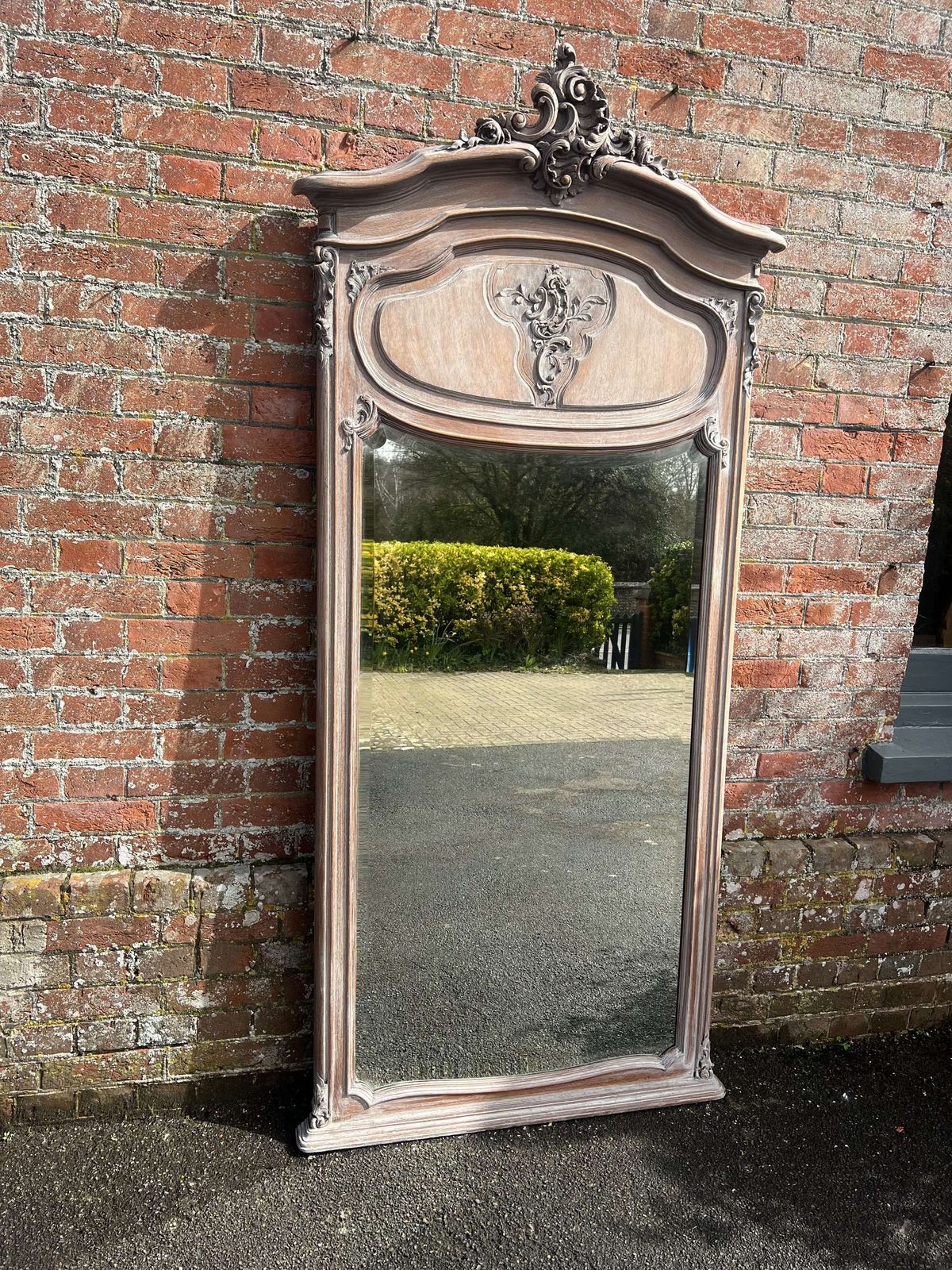 A Superb Large Antique French 19th C Carved Wood Painted Mirror. photo buy