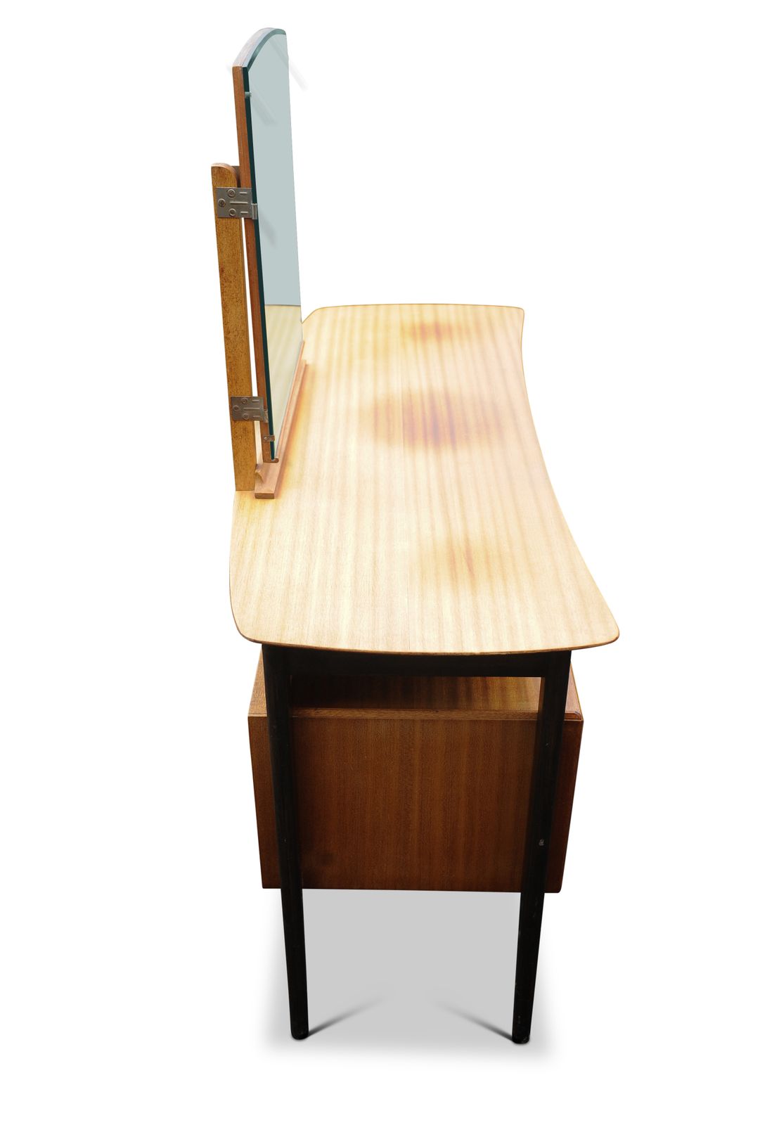 Rare Beresford & Hicks Tola Wood Four Drawer Kneehole Dressing Table With Ebonised Legs Made In Curtain Road Hoxton 1950's Ol photo 1650.0