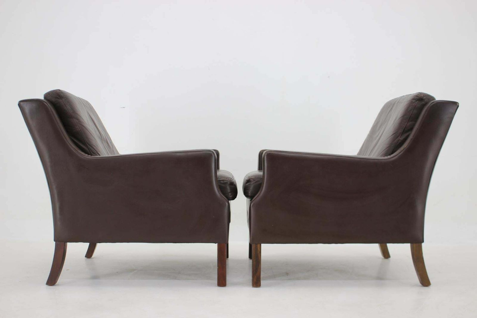Furniture 1970s Pair Of Leather Armchairs,Denmark photo