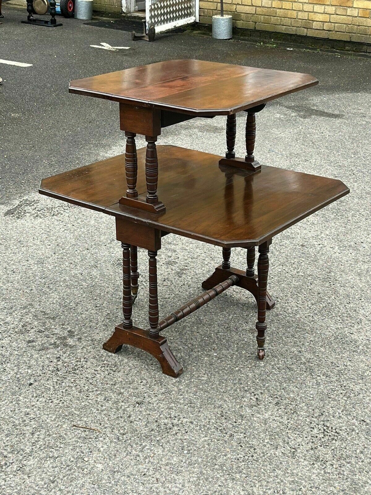 Victorian Mahogany 2 Tier Folding Sutherland Afternoon Tea Table photo for sale