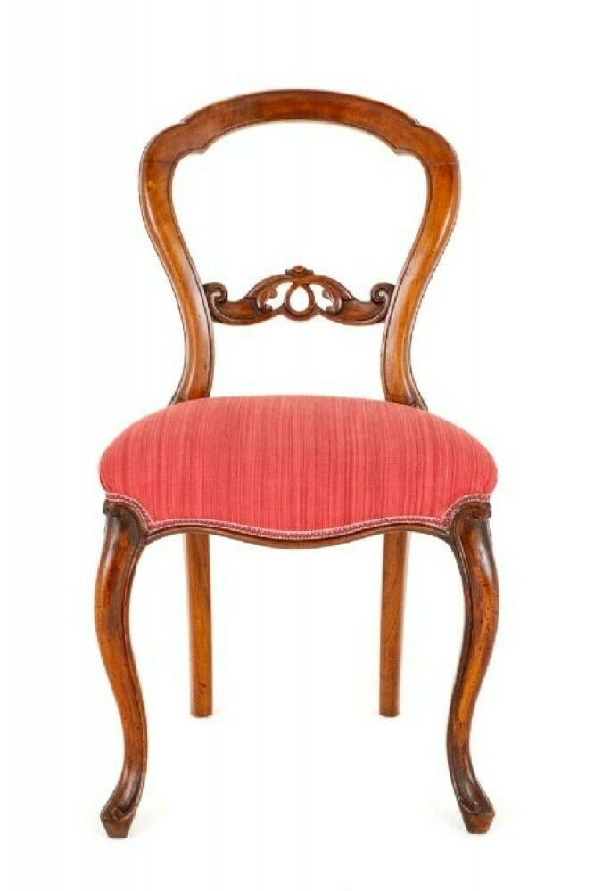 Set Victorian Dining Chairs Walnut Balloon Back photo furniture