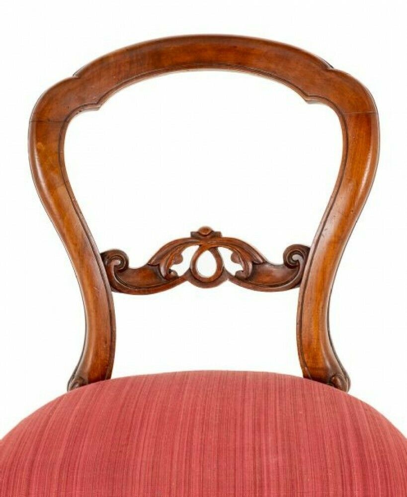 Set Victorian Dining Chairs Walnut Balloon Back photo Furniture