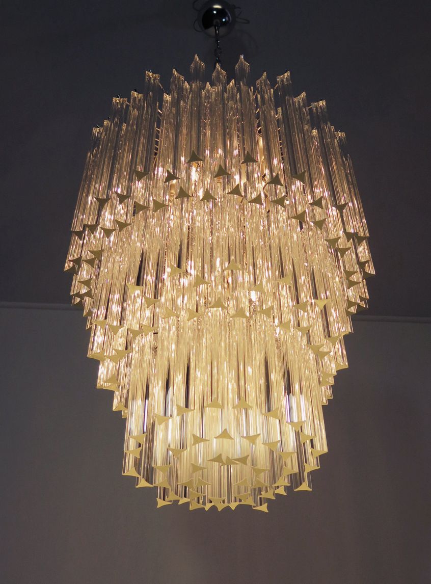 photo for sale Huge Murano Chandelier Trasparent Triedri – 187 Prism   Mariangela Model