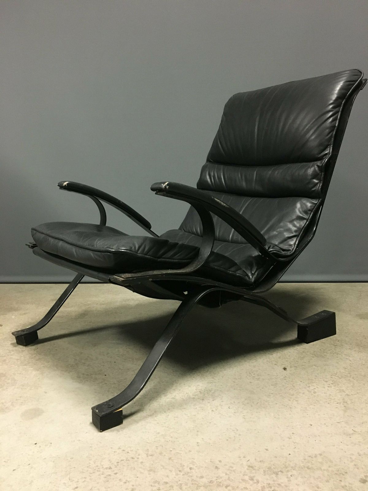 Pep Bonet Tuman Black Leatherette Lounge Chair For Levesta, Circa 1969 photo for sale