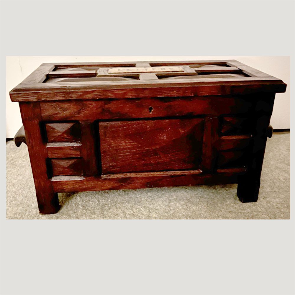 Early 20th Century Arts & Crafts Oak Letter Box With Brass “Letters” Plaque