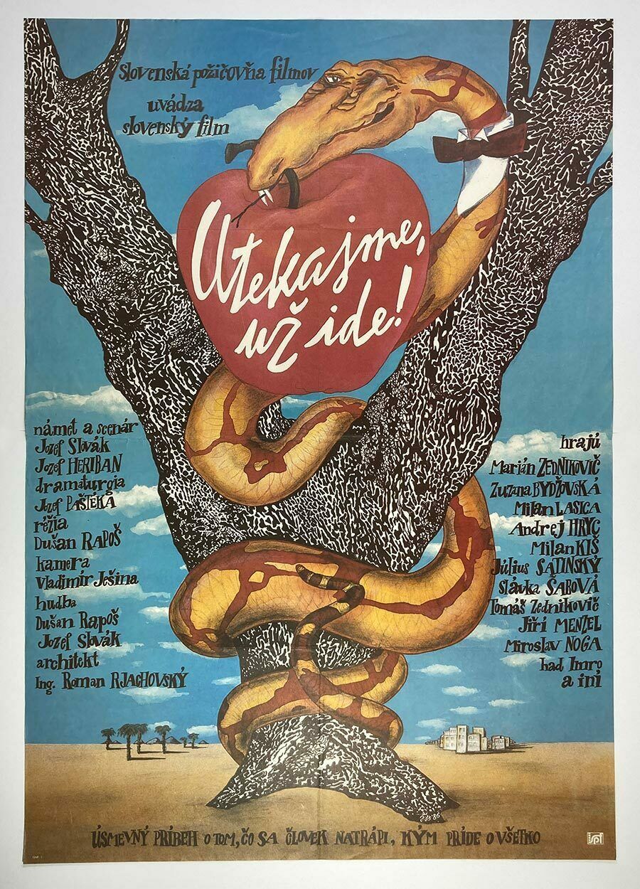 Original Film Poster, Run, He Is Coming!, Jitka Blechová, 1986, Genuine Czech Vintage Print photo vintage