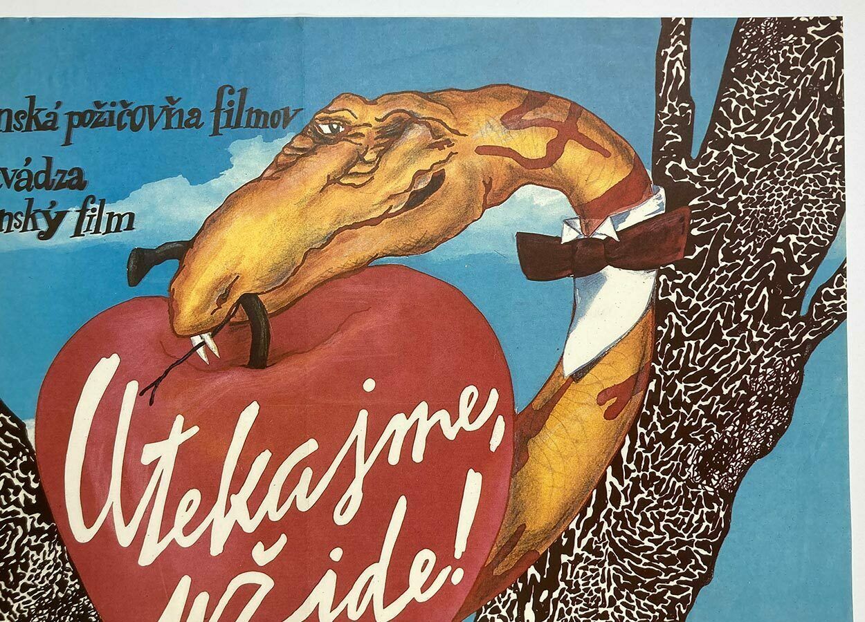 photo vinterior Original Film Poster, Run, He Is Coming!, Jitka Blechová, 1986, Genuine Czech Vintage Print