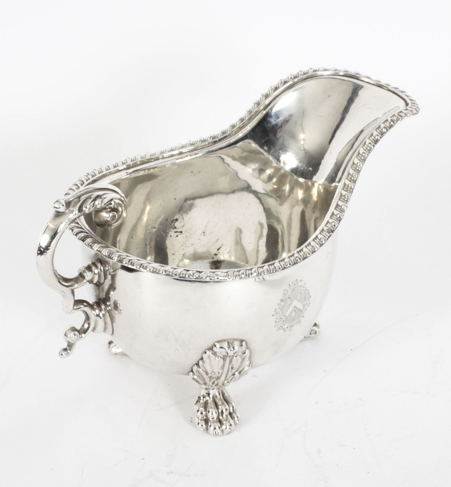 Antique Pair English Old Sheffield Silver Plated Sauce Boats 1830 19th Cent photo vinterior