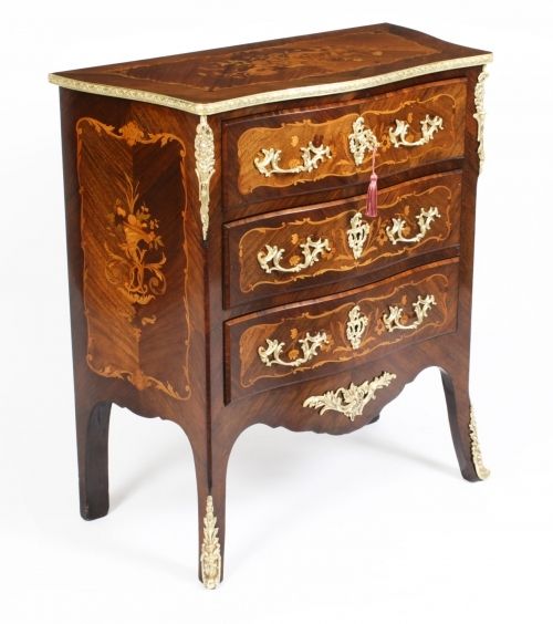 Antique French Louis Revival Kingwood Marquetry Commode  C.1880