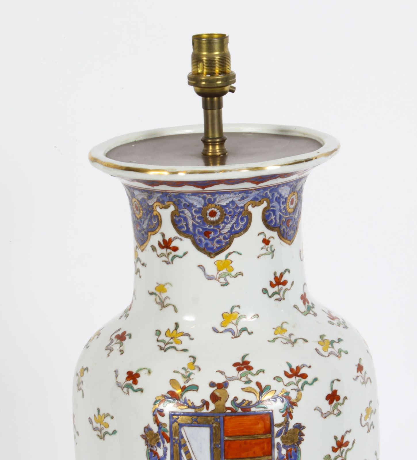 Antique French Samson Hand Painted & Gilt Porcelain Lamp C.1880 19th C photo furniture