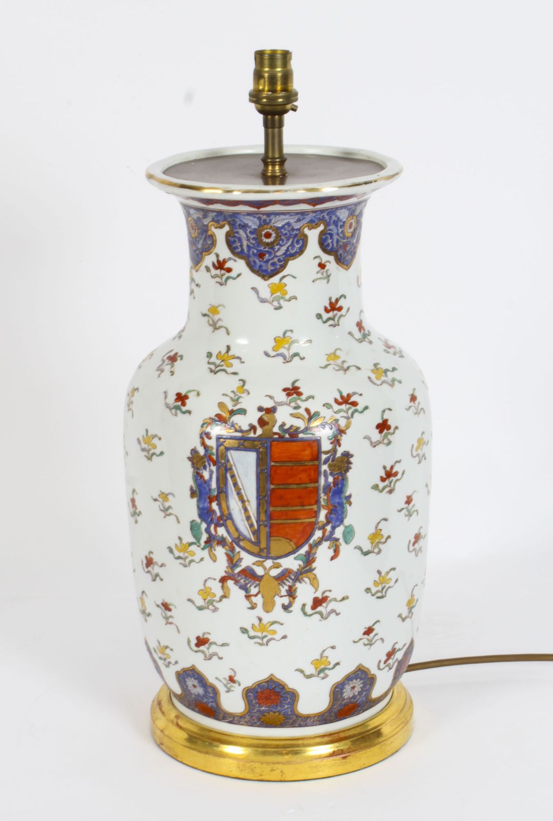 photo for sale Antique French Samson Hand Painted & Gilt Porcelain Lamp C.1880 19th C