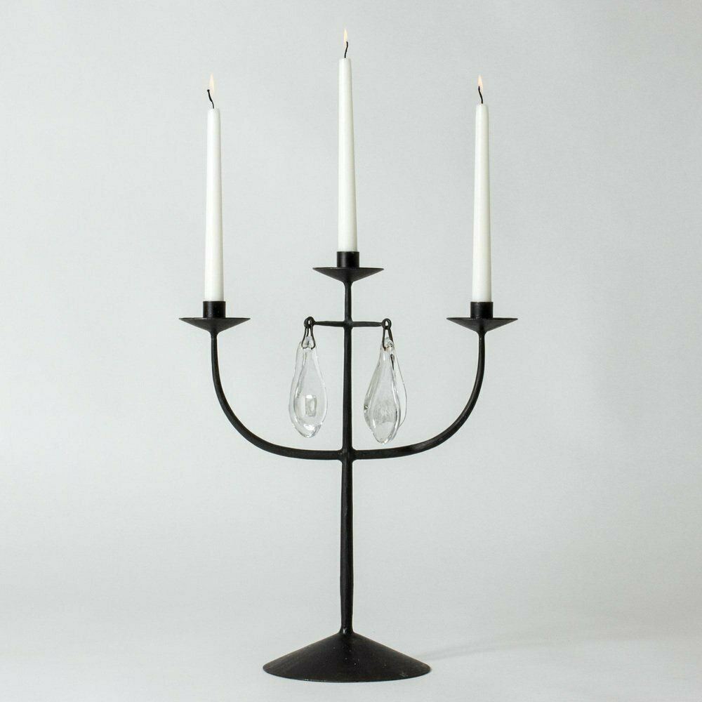 Wrough Iron Candelabra By Erik Höglund, 1960s