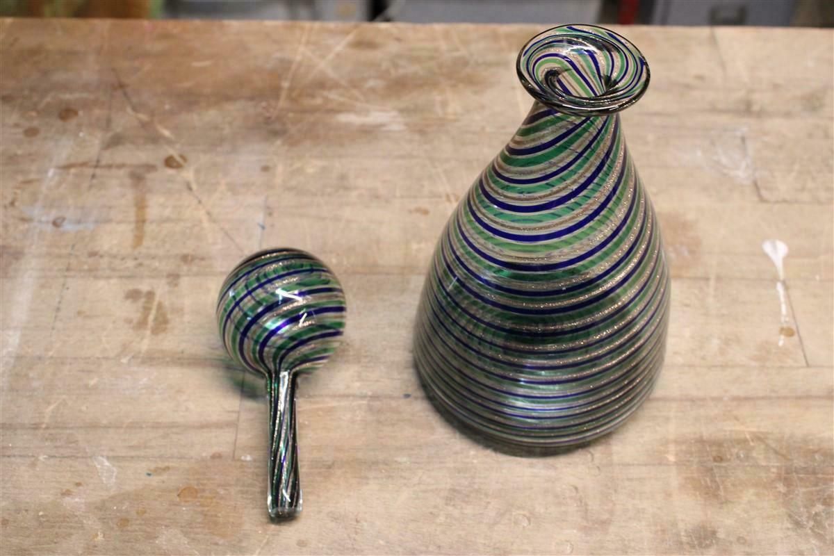 Toso Bottle Vase In Murano Avventurina And Blue And Green Colours Italy 1960s photo for sale