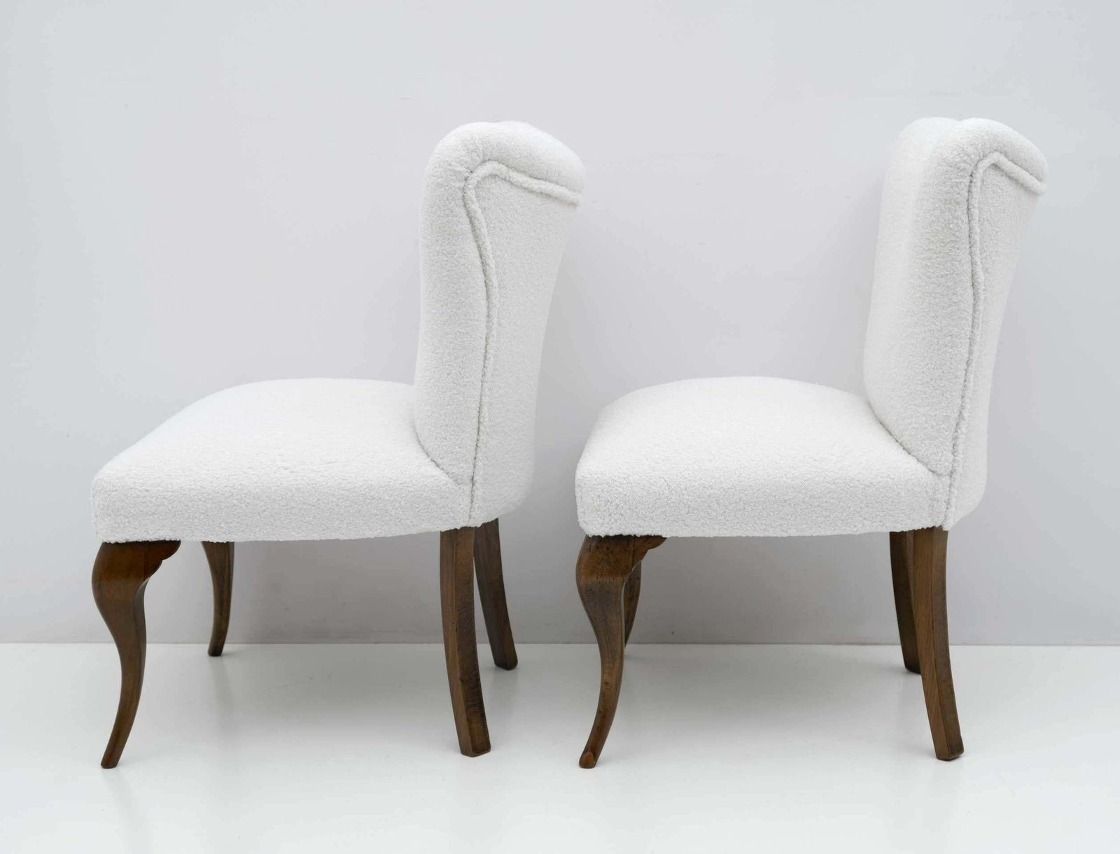 Pair Of Chippendale Style Italian Boucle Small Armchairs, 1940s photo 2507.0