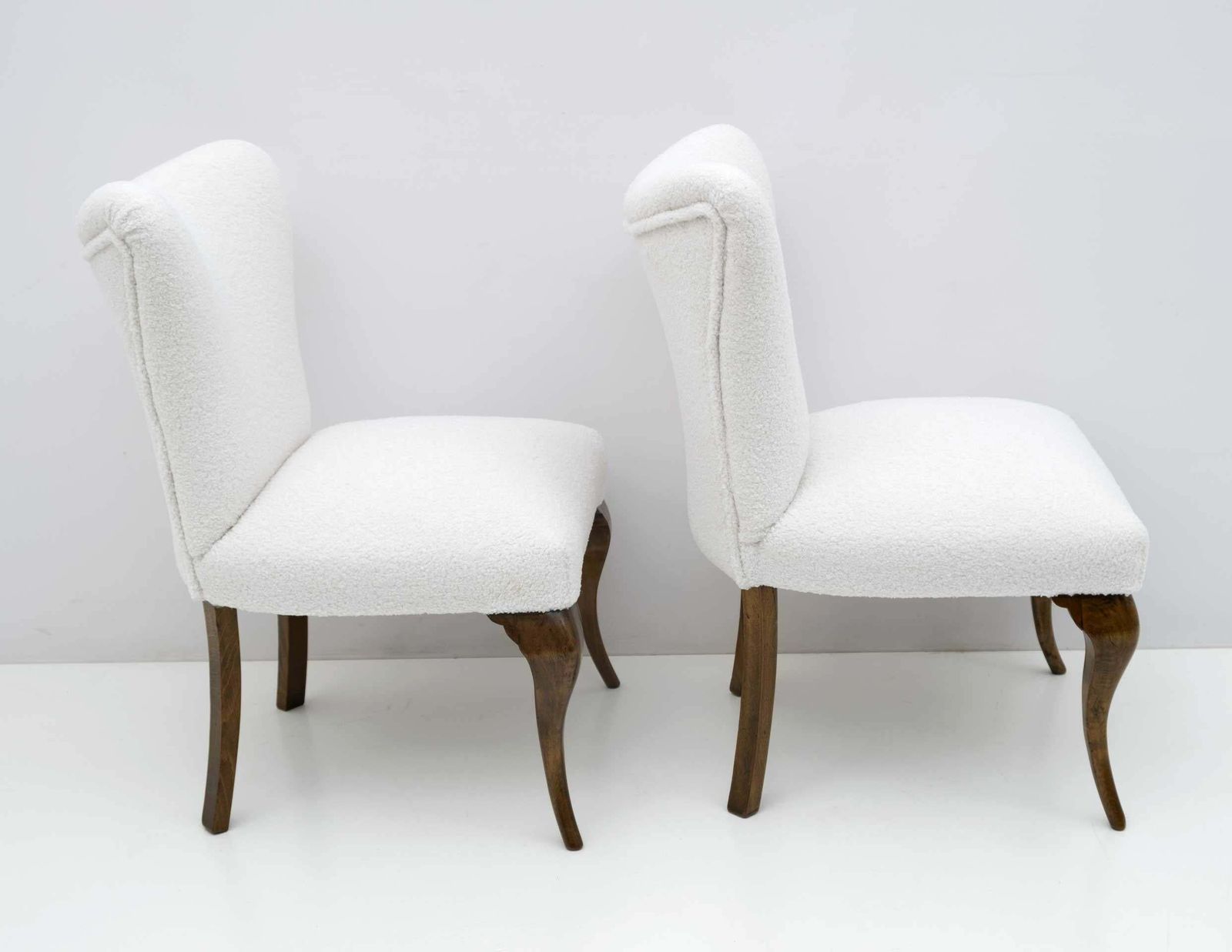 Pair Of Chippendale Style Italian Boucle Small Armchairs, 1940s photo buy