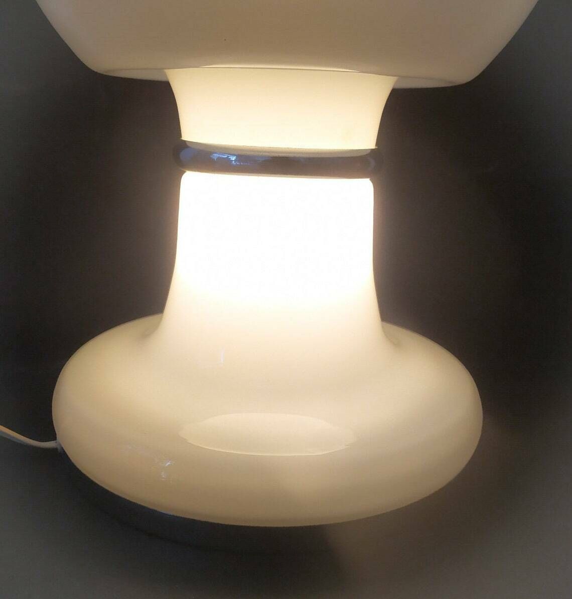 Rare Double White Murano Glass Lamp Design Mazzega Vintage Space Age Carlo Nason Birillo 70s Chrome photo buy