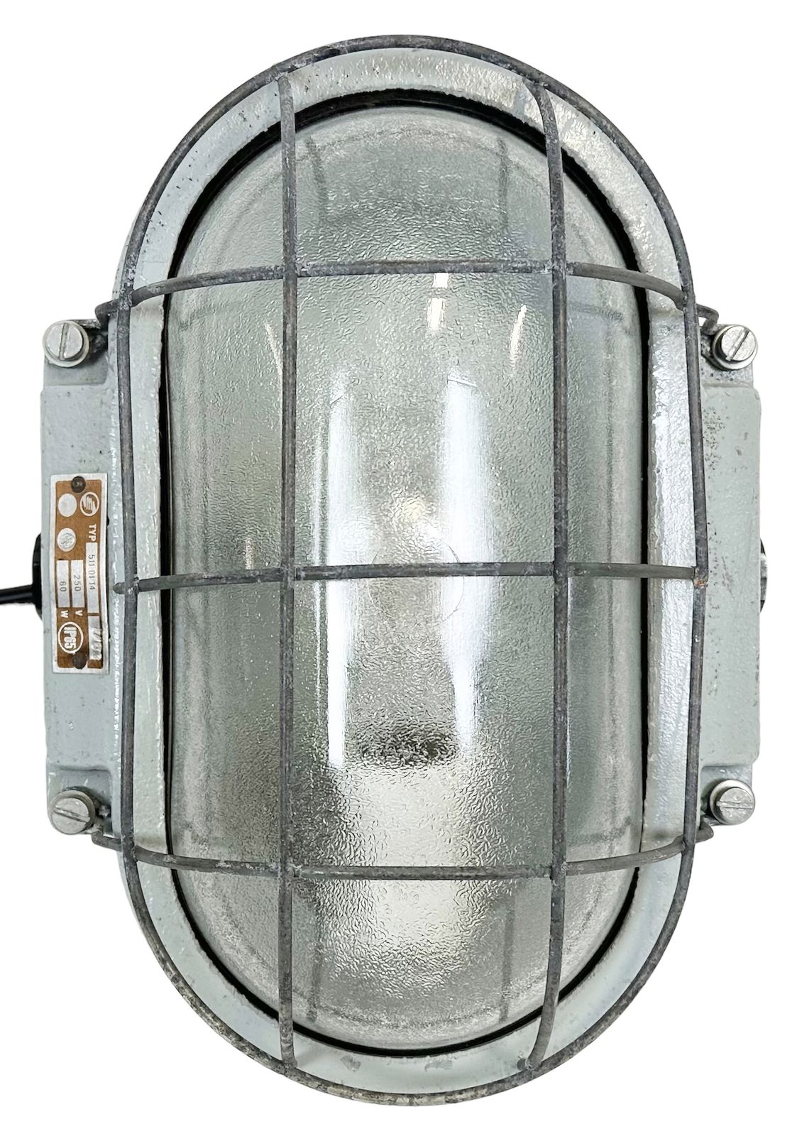 photo for sale Industrial Cast Aluminium Wall Light With Frosted Glass From Elektrosvit, 1970s, 7x