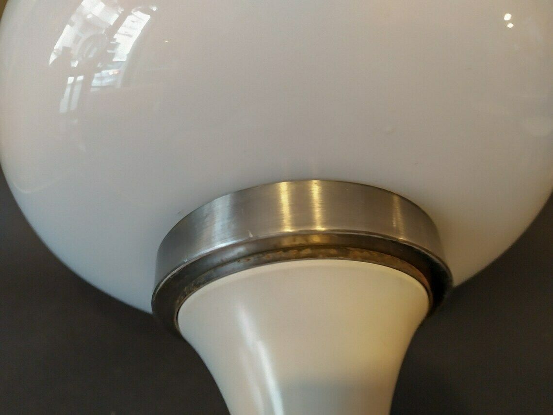 Mushroom Desk Light Vintage Desk Lamp Space Age Design Ufo White Metal Art Glass 70s 3 Lights photo buy