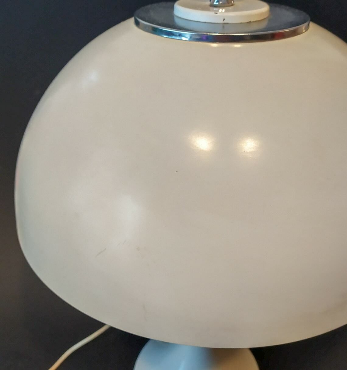 photo for sale Mushroom Desk Light Vintage Desk Lamp Space Age Design Ufo White Metal Art Glass 70s 3 Lights